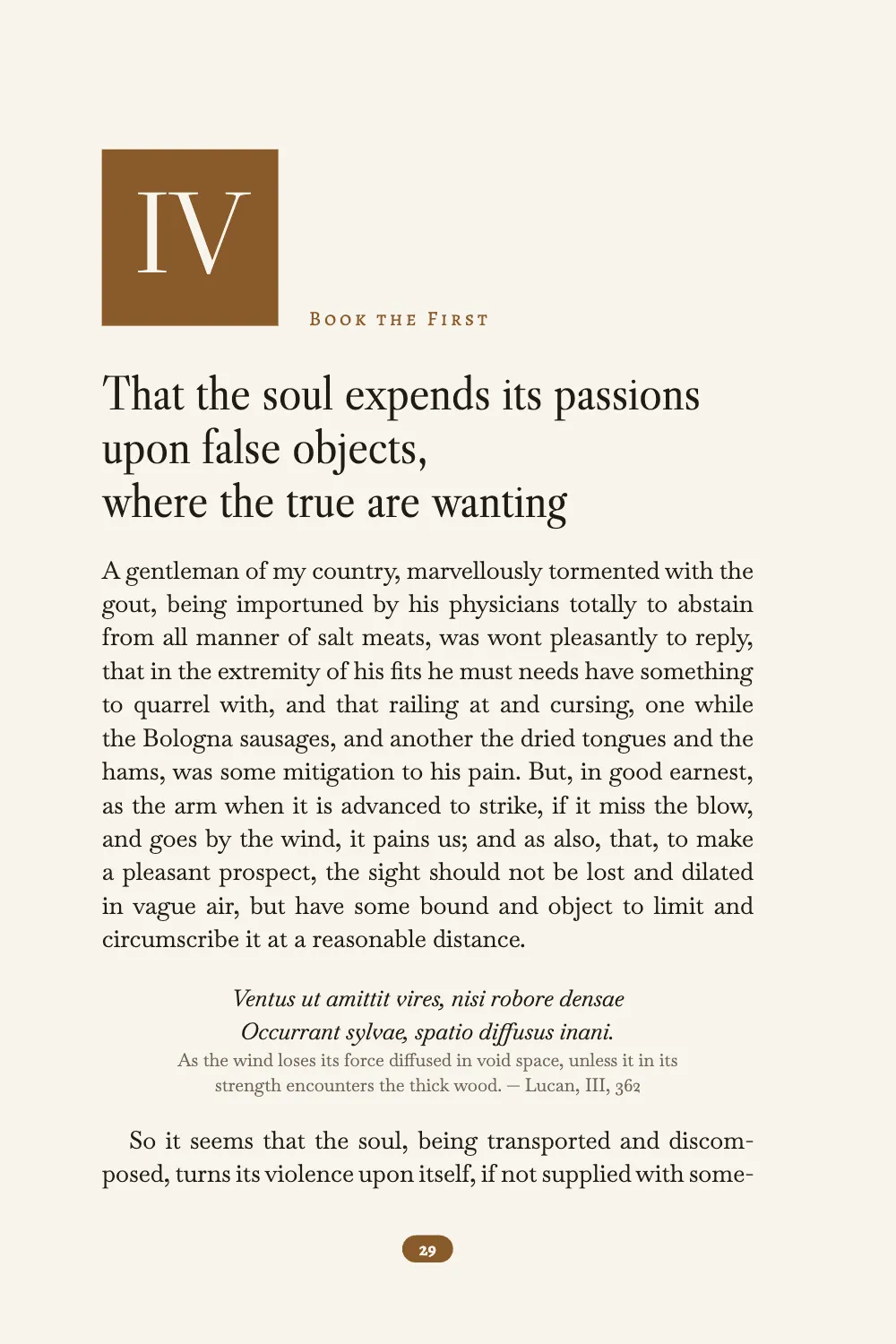 Opening page 29: That the soul expends its passions upon false objects, where the true are wanting.