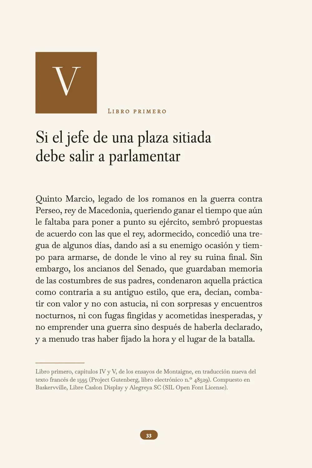 Página de apertura 33: Si el jefe de una plaza sitiada debe salir a parlamentar.