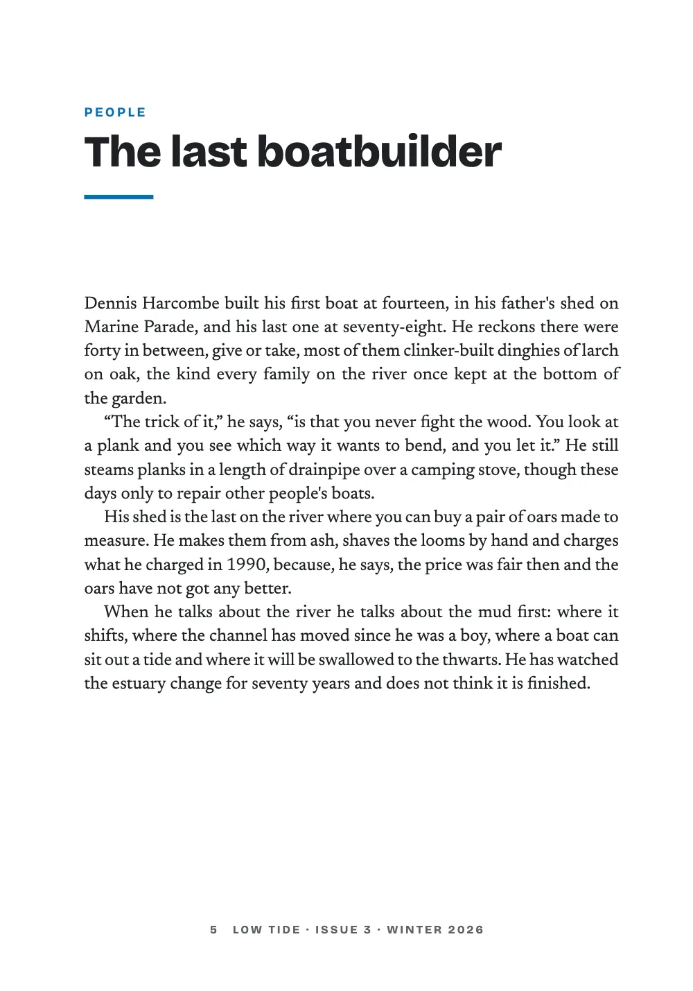 Opening page 5: The last boatbuilder.