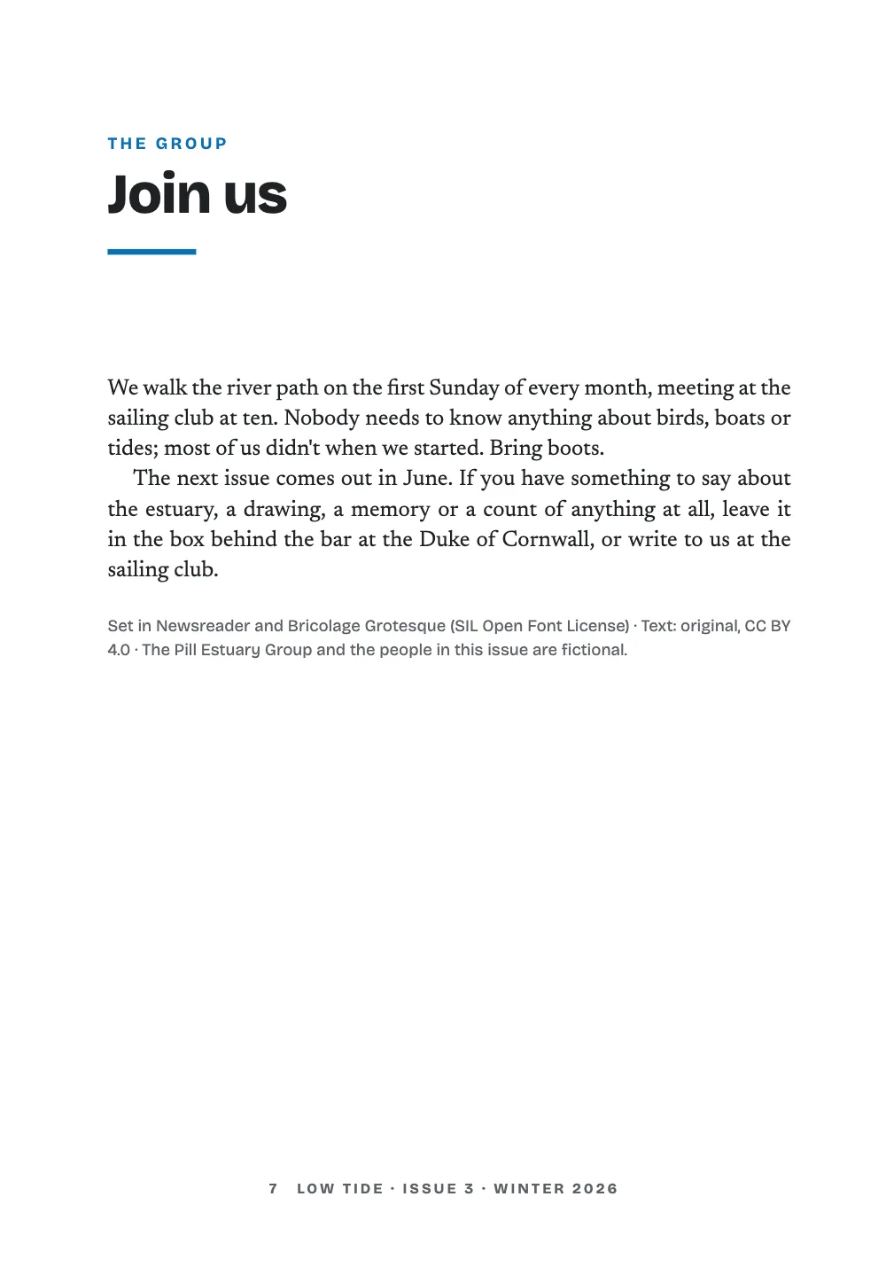 Opening page 7: Join us.