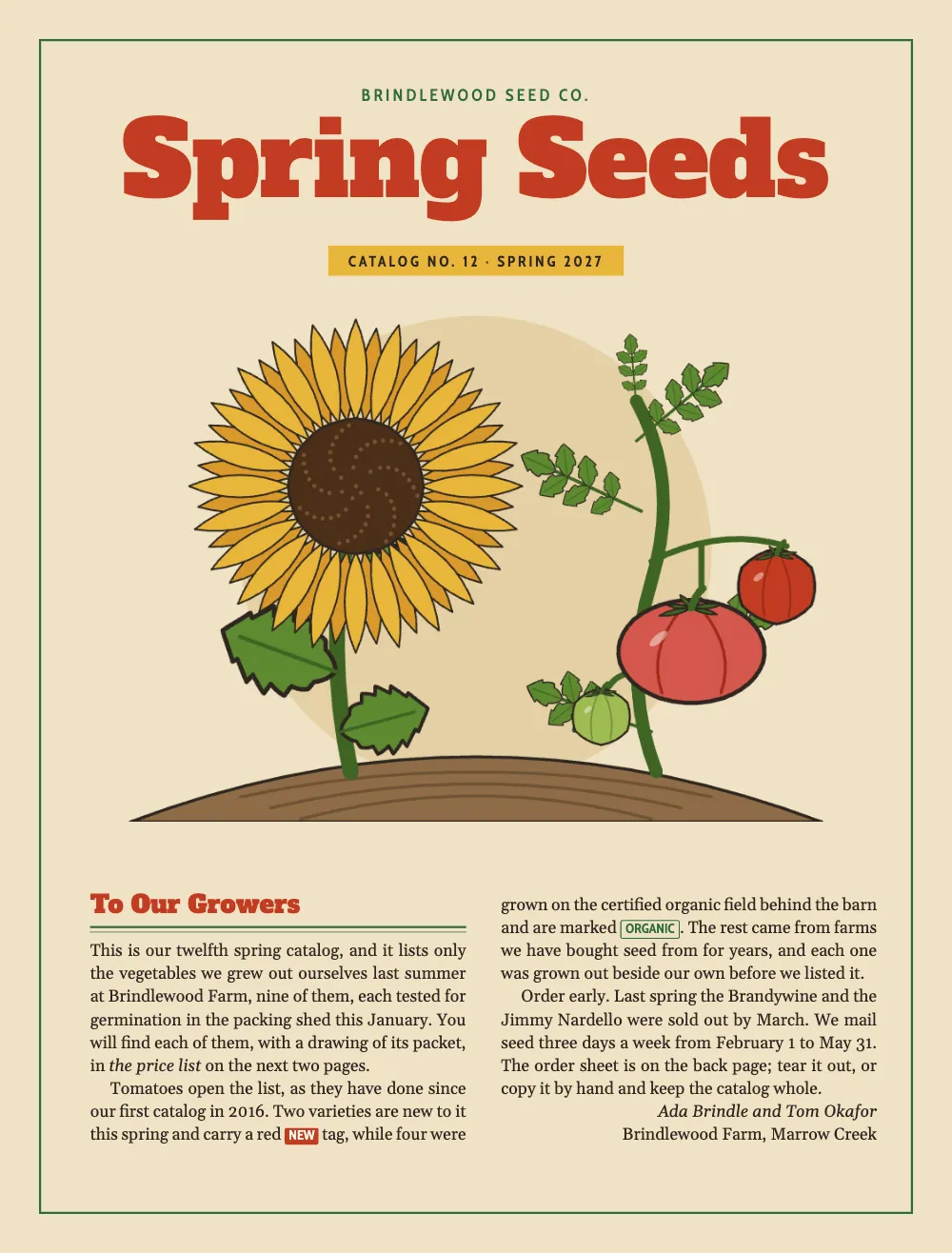 Opening page 1: Spring Seeds.