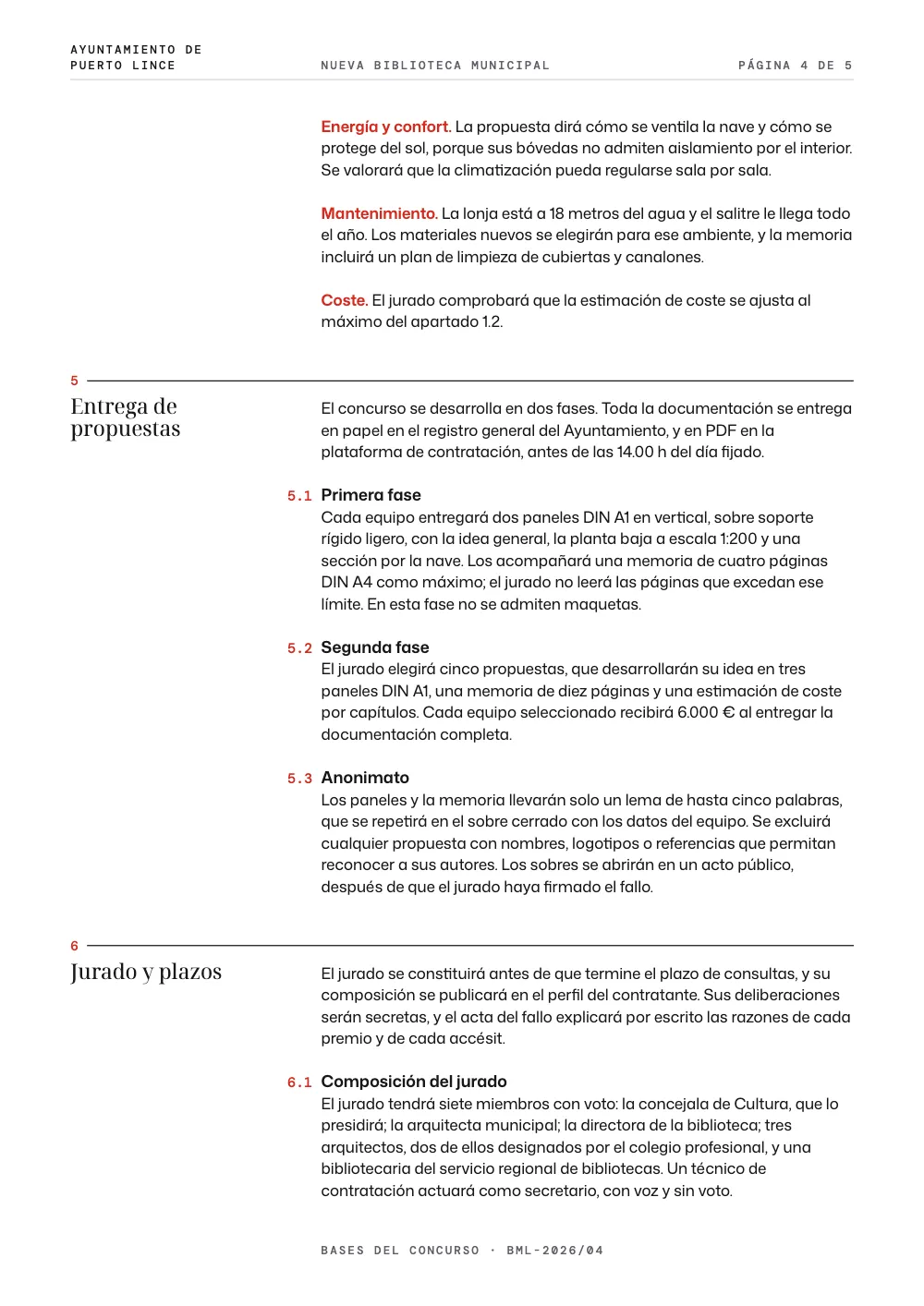 Página 4: 5 Entrega de propuestas.