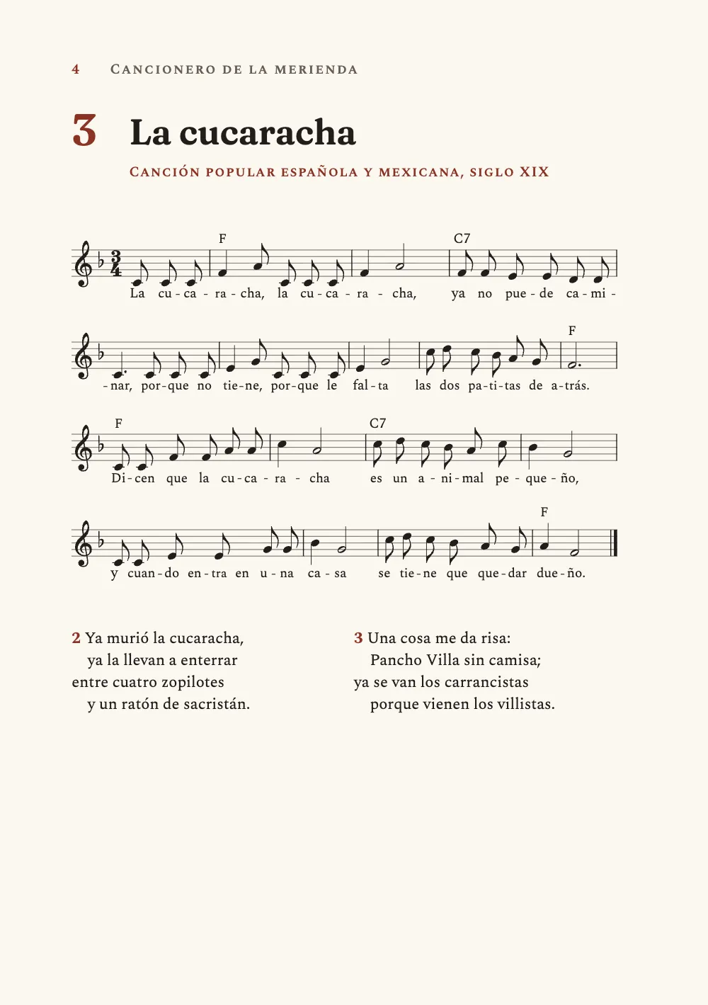 Página 4: 3 La cucaracha.