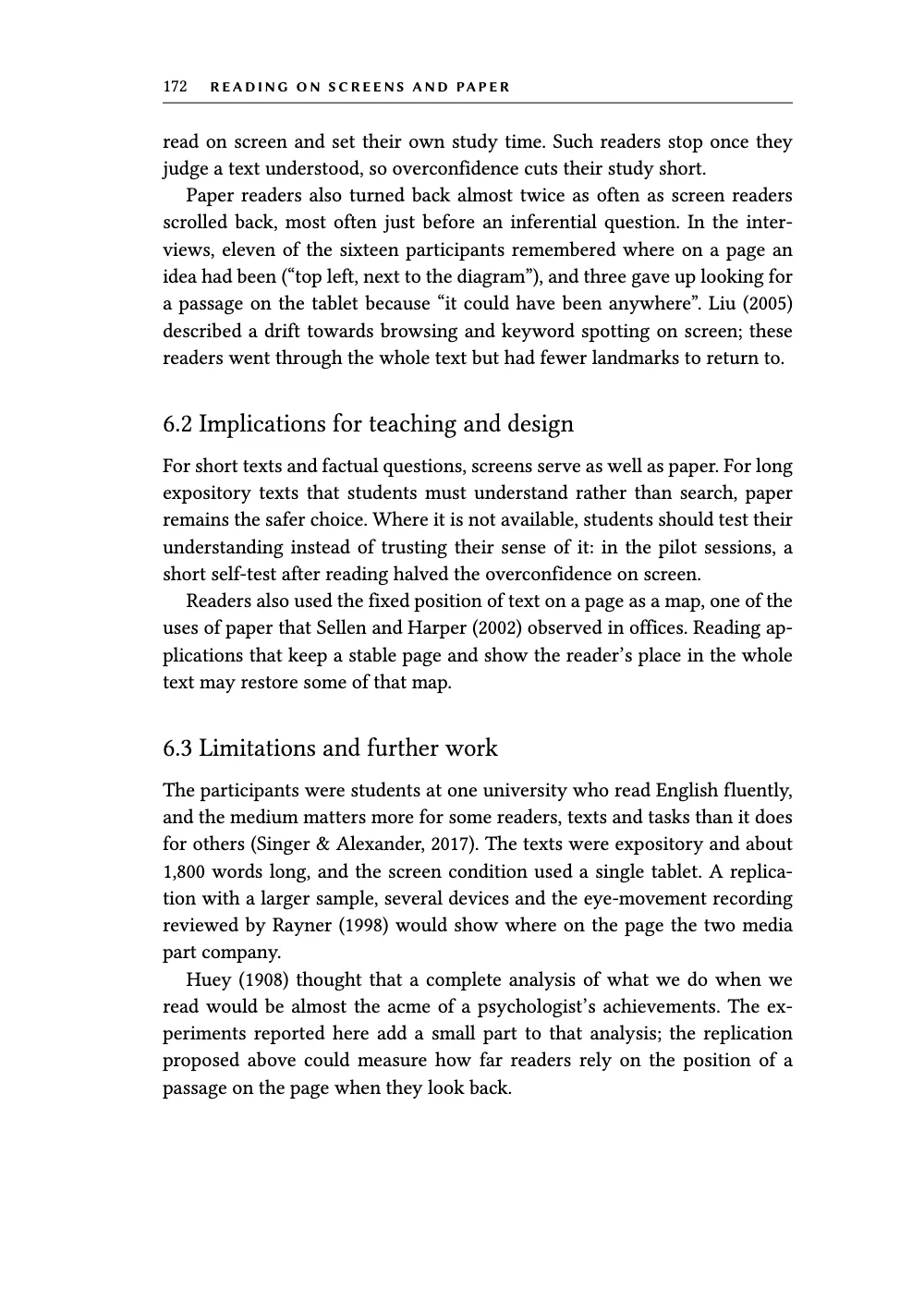 Page 172: 6.2 Implications for teaching and design.