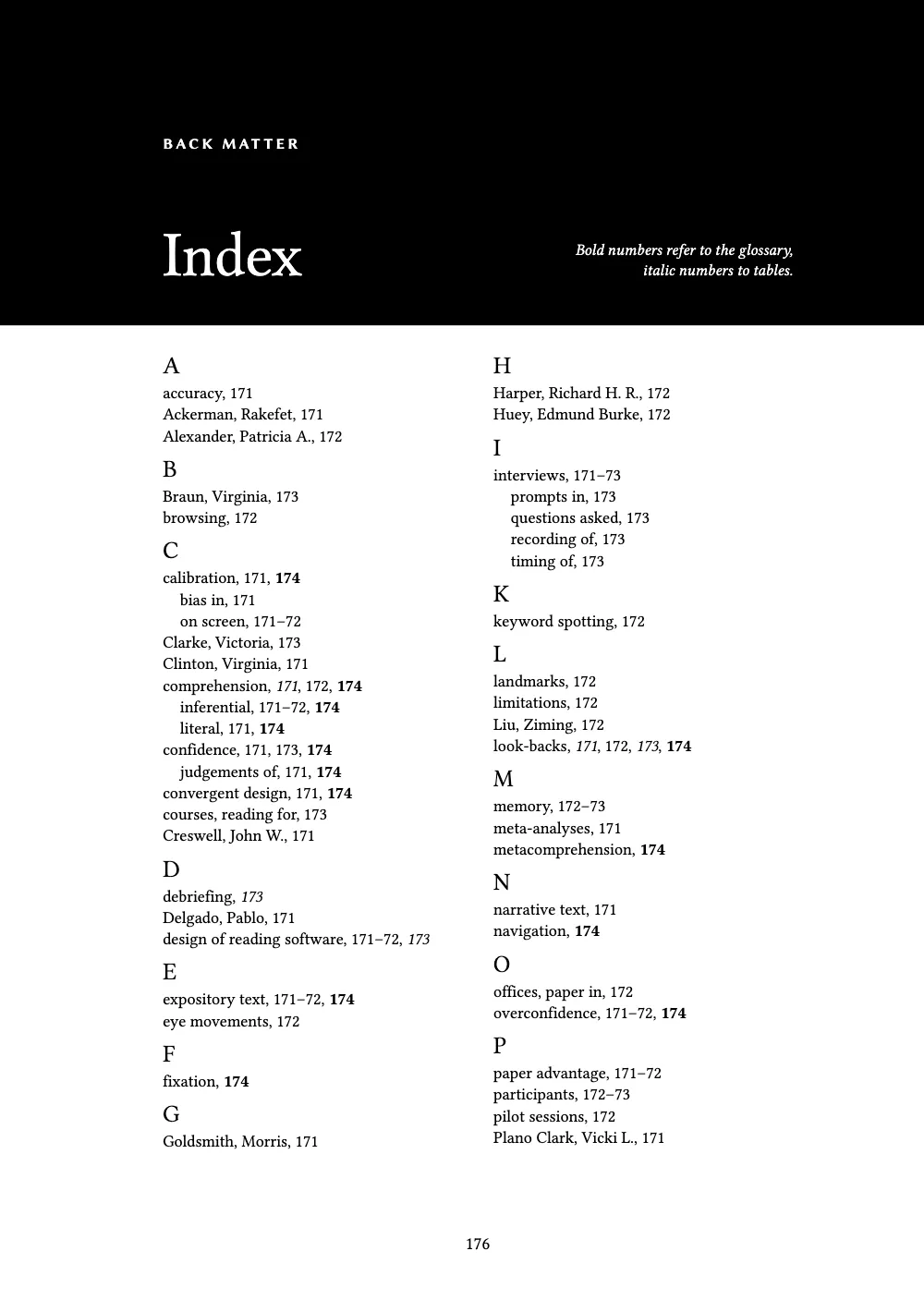 Opening page 176: Index.