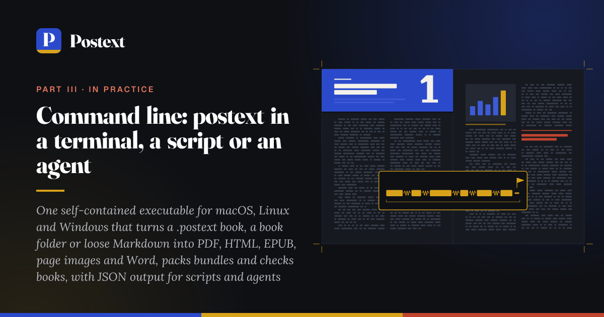 Command line: postext in a terminal, a script or an agent — Postext